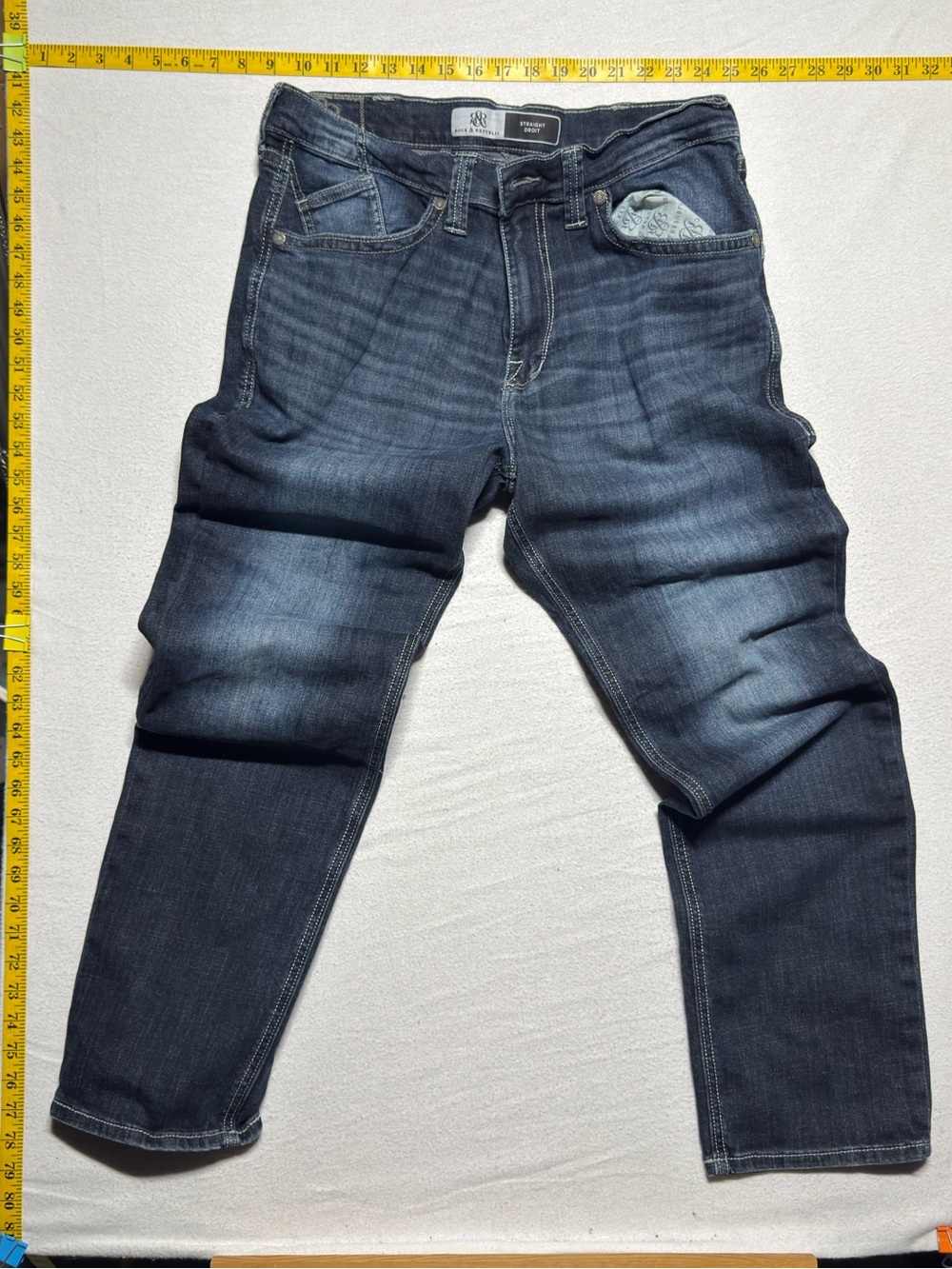 Rock & Republic Straight Droit Men's Blue Jeans Waist 36 Inseam 32